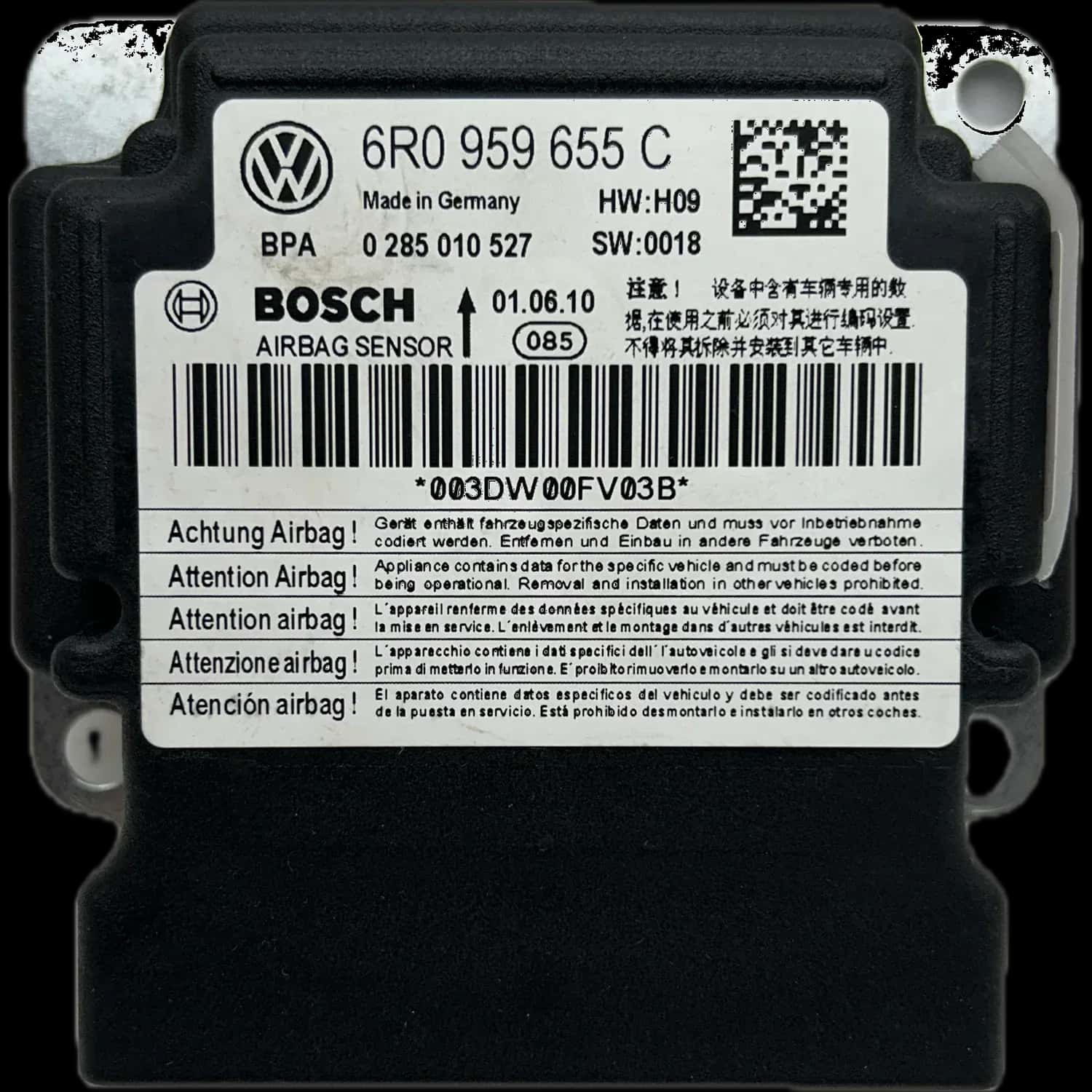 Volkswagen Polo 5 (6R) airbag control unit repair