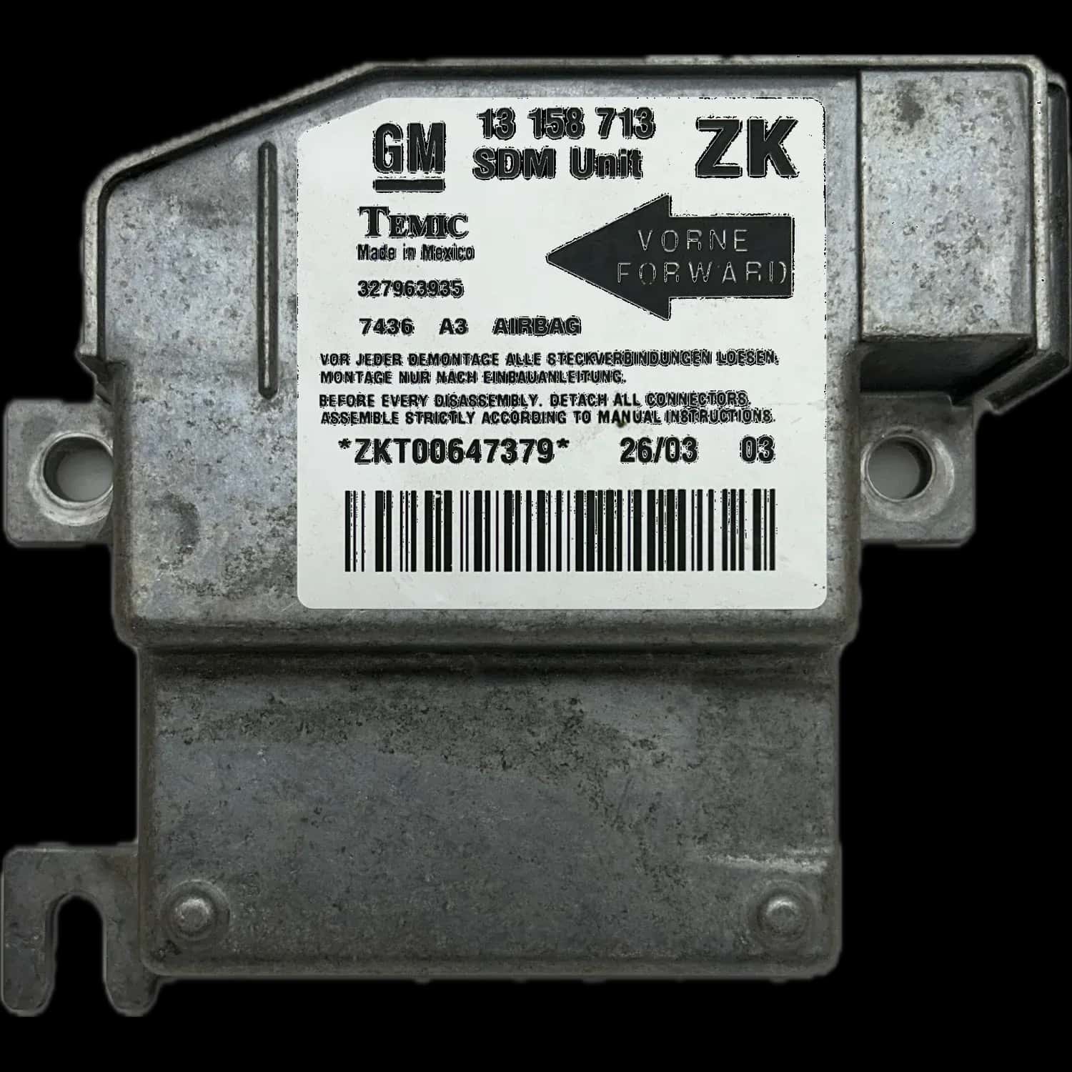 Opel Meriva A airbag control unit repair
