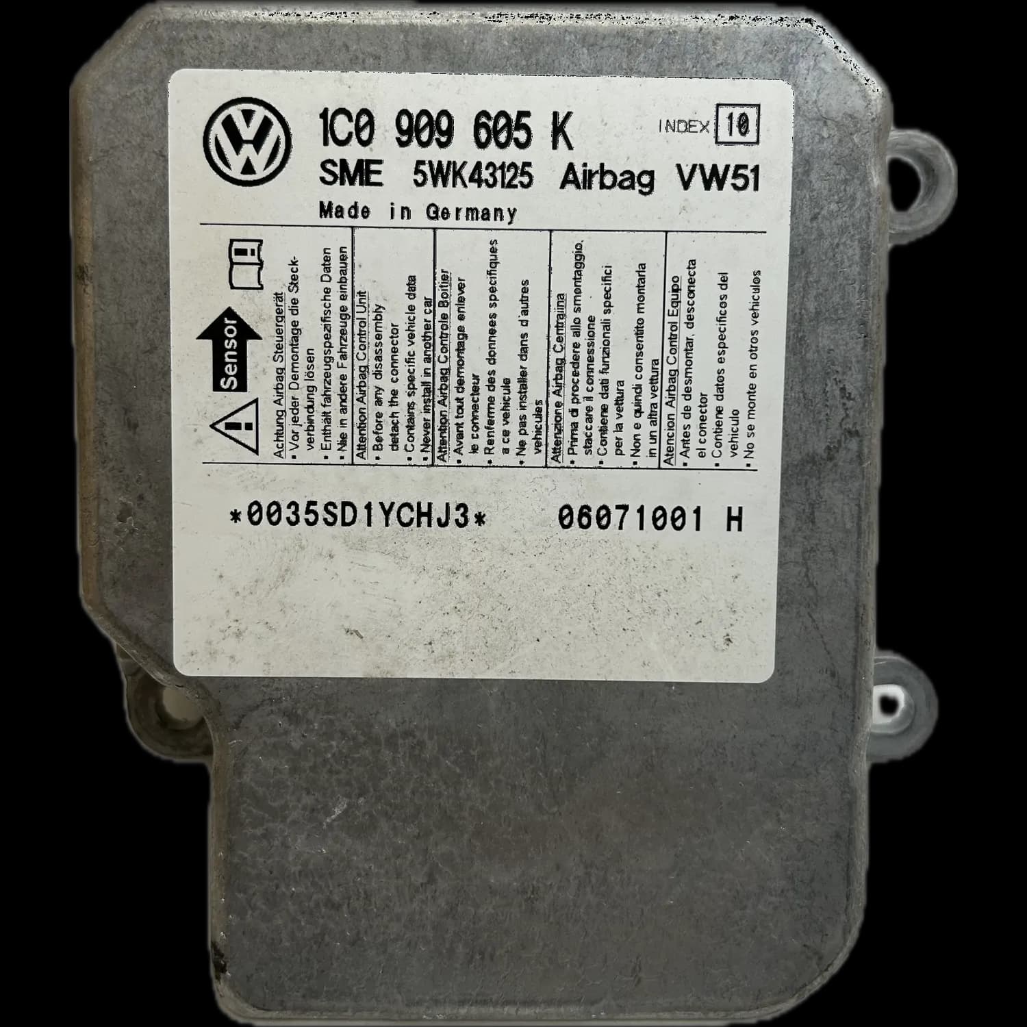 Airbag control unit 1C0 909 605, Label