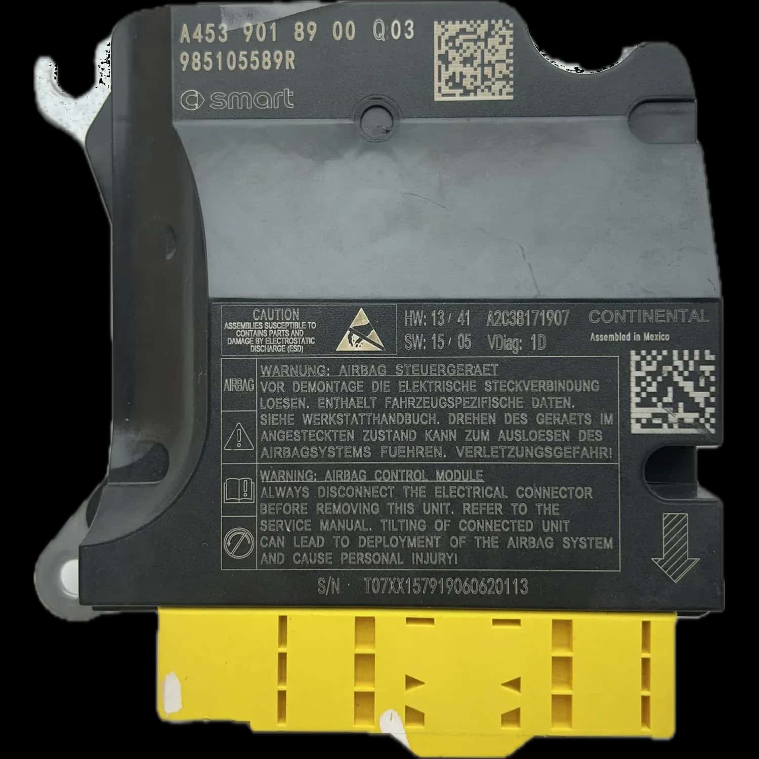 Smart Fortwo C453 airbag control unit repair