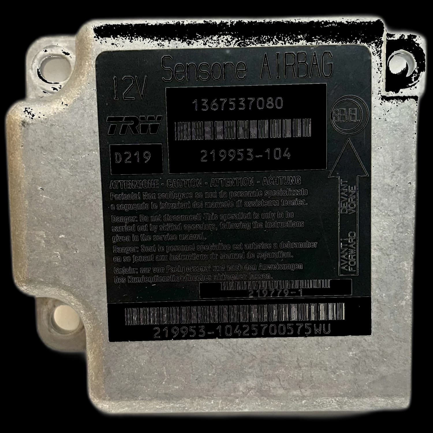 Airbag control unit 01367537080, Label