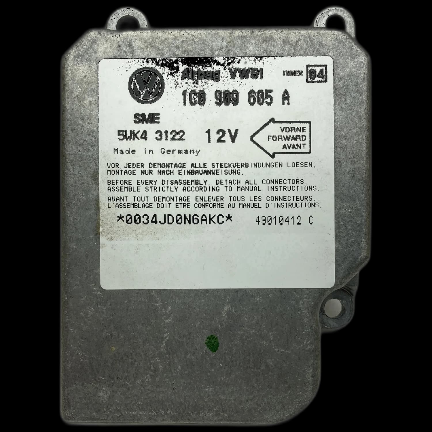 Airbag control unit 1C0 909 605 A, Label