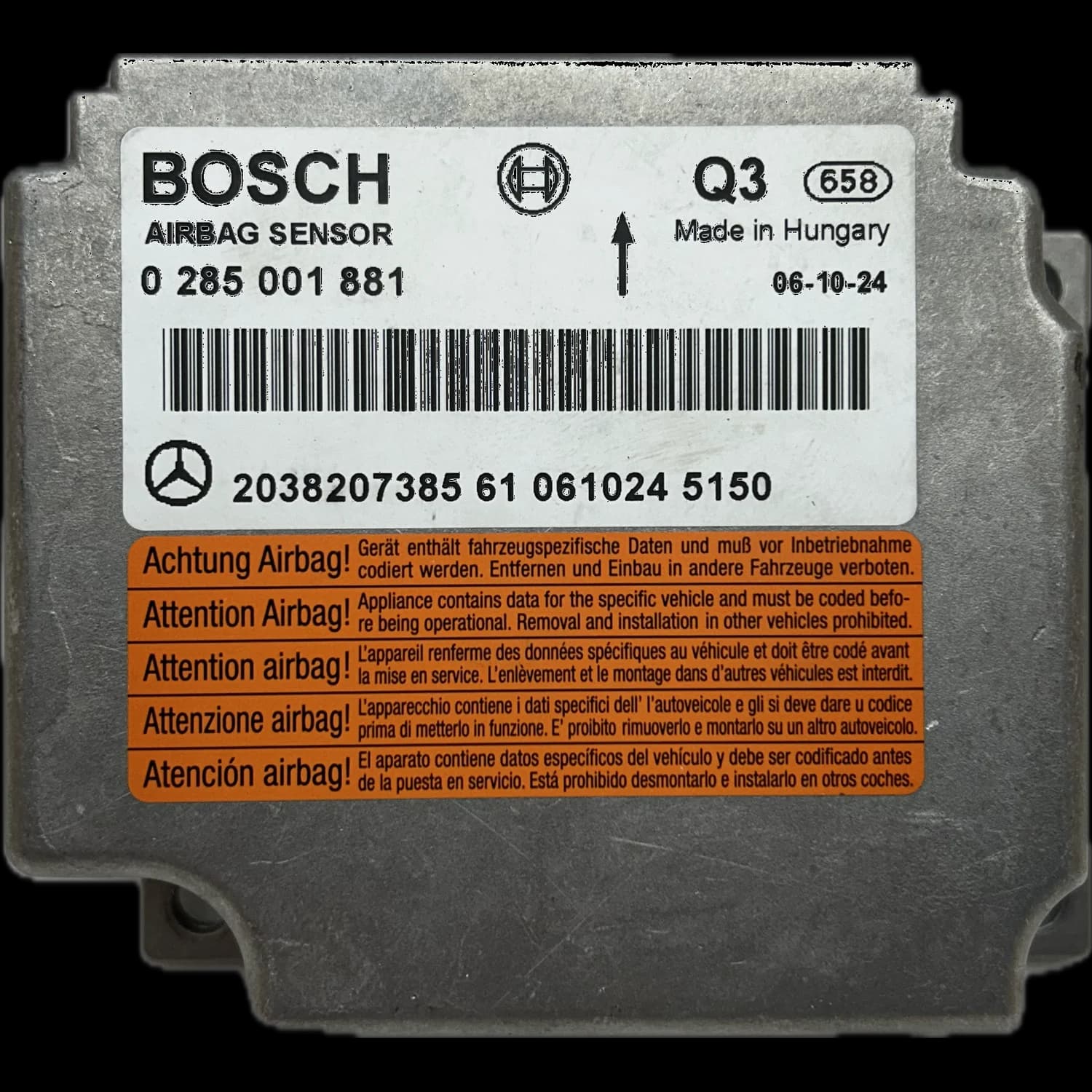 Airbag-Steuergerät A2038207385, Etikett
