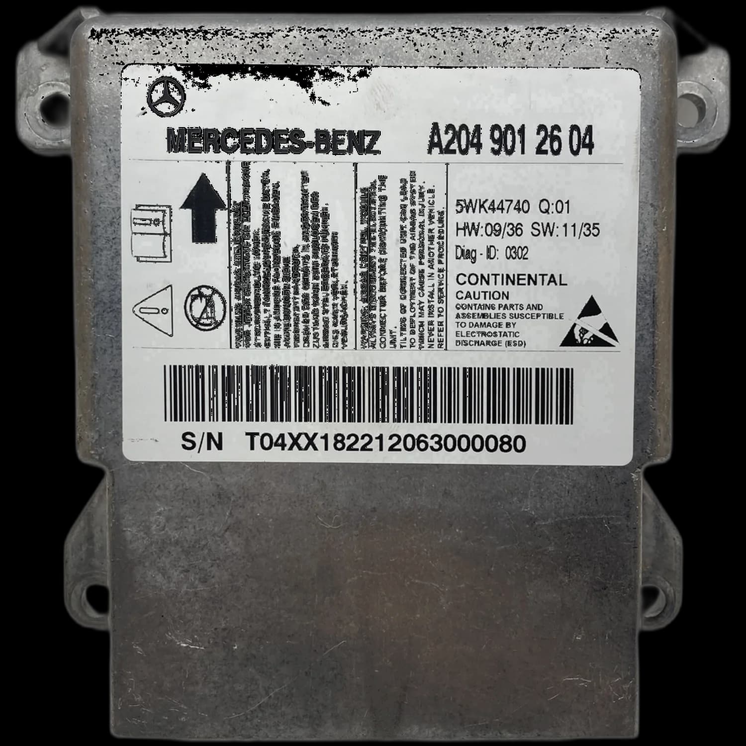 Airbag control unit A204 901 26 04, Label