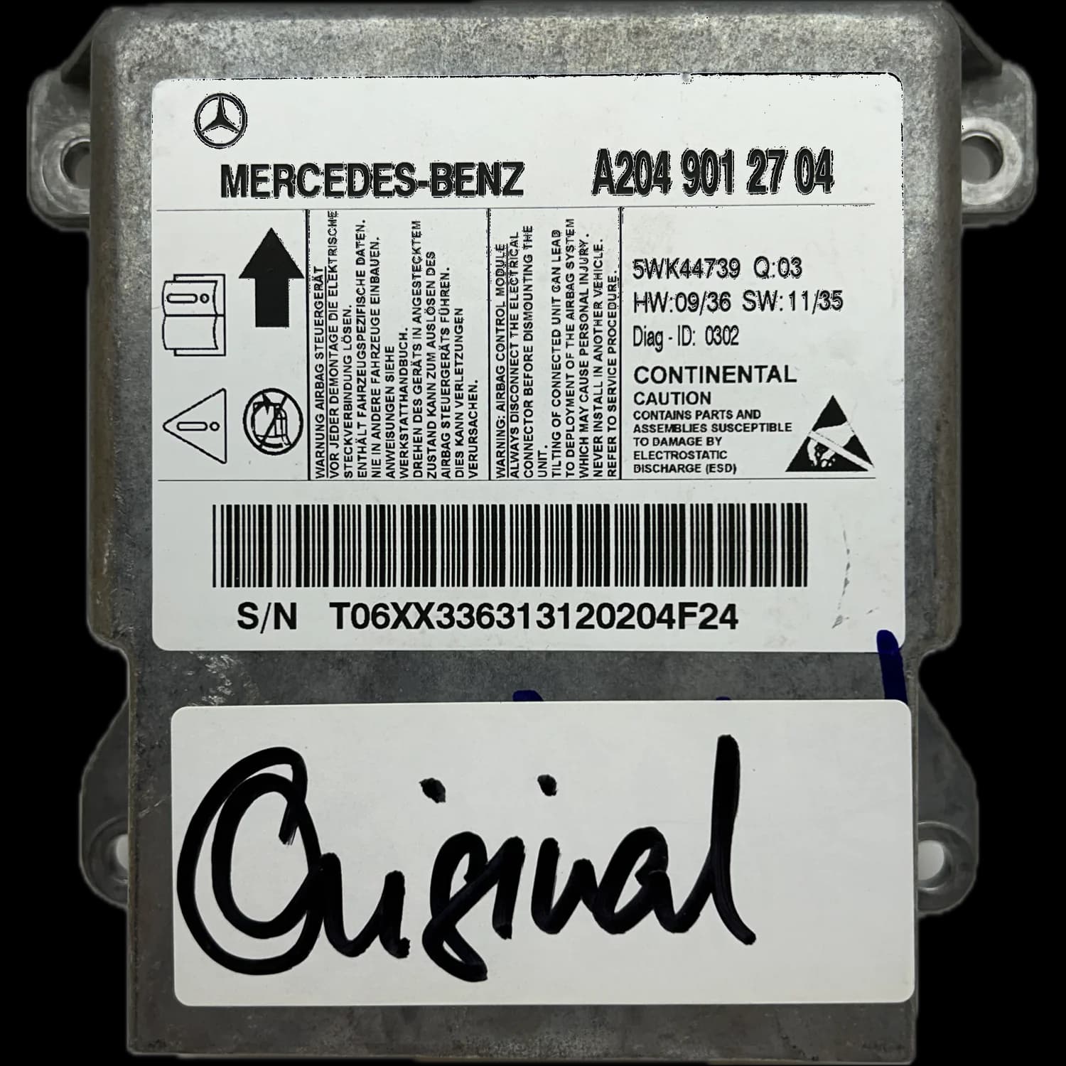 Airbag control unit A2049012704, Label