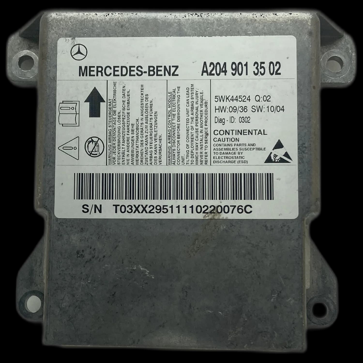 Airbag control unit A204 901 35 02, Label