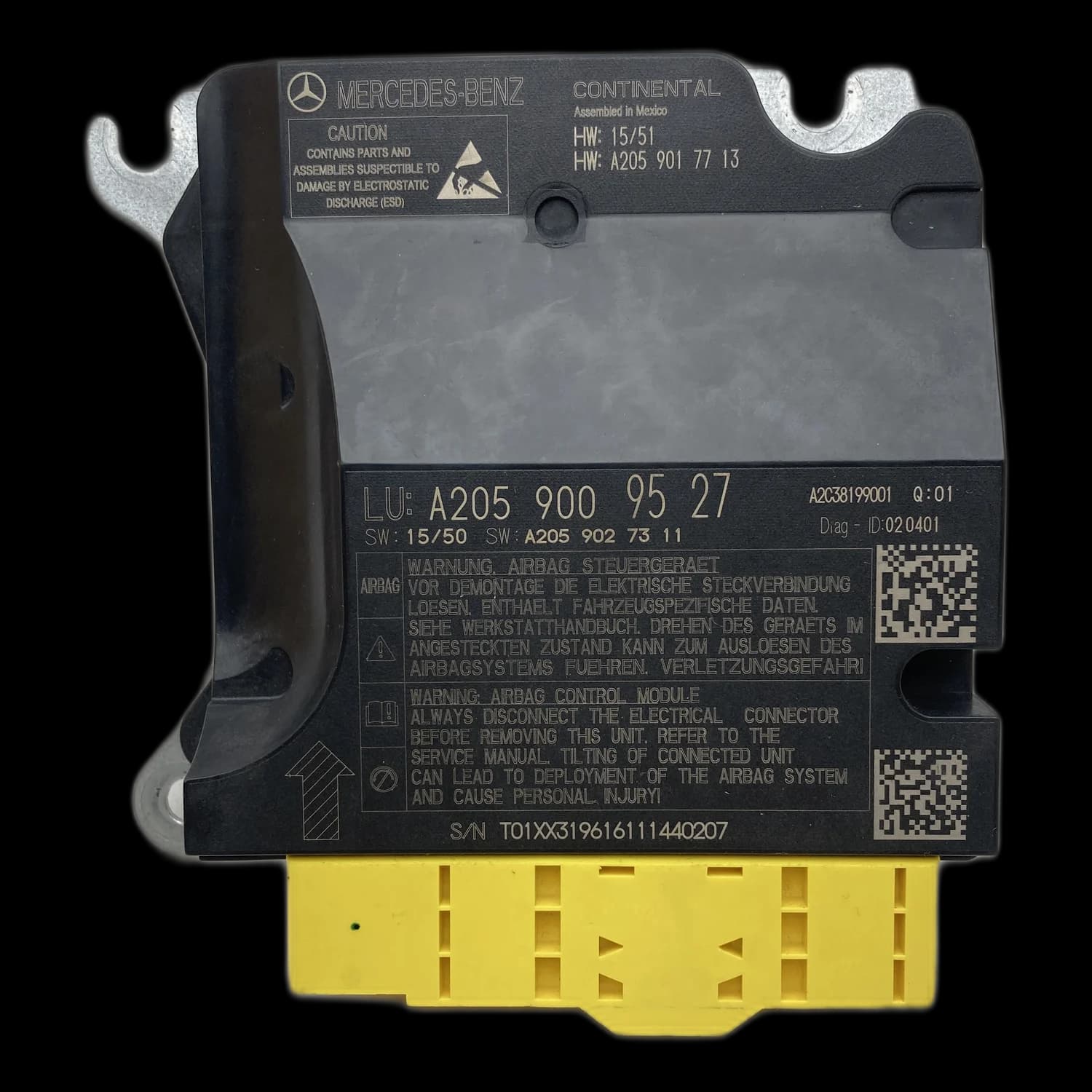 Airbag control unit A205 900 95 27, Label