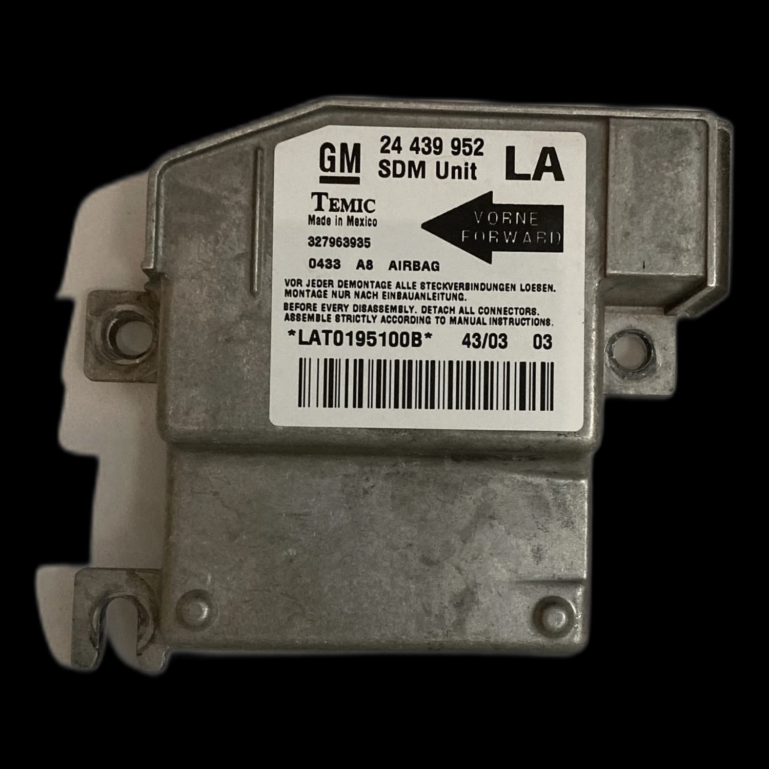 Airbag control unit 24 439 952 LA, Label