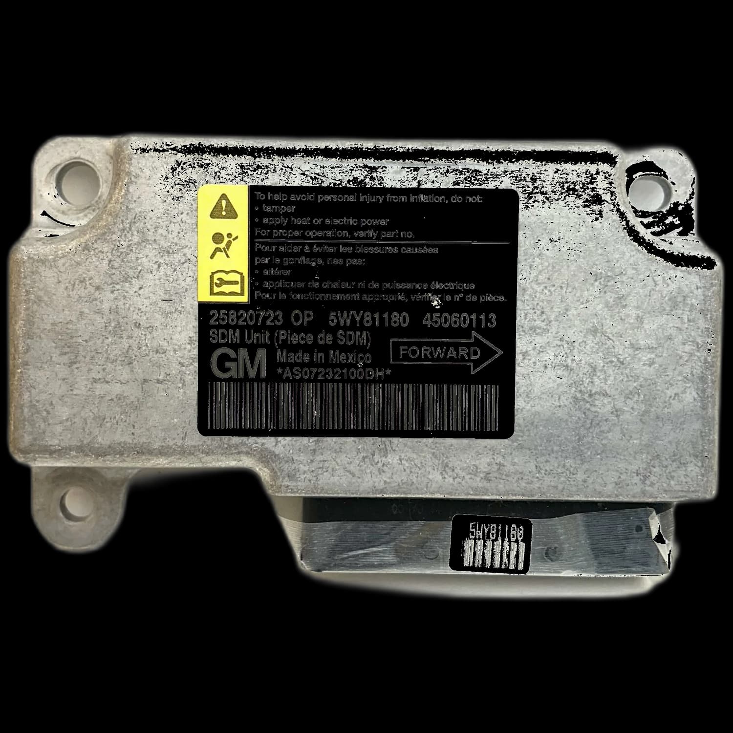 Airbag control unit 25820723 OP, Label