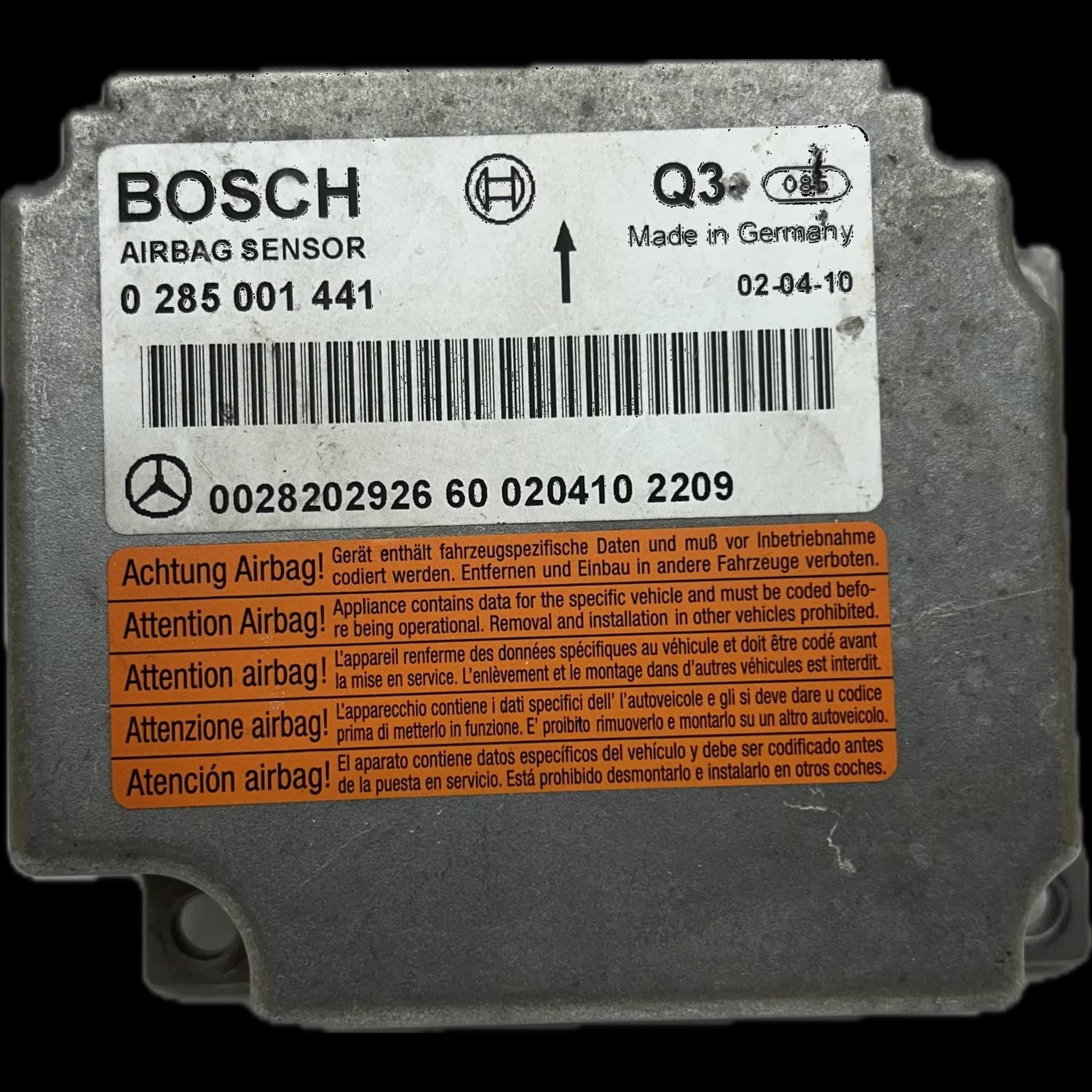 Airbag control unit 0028202926, Label