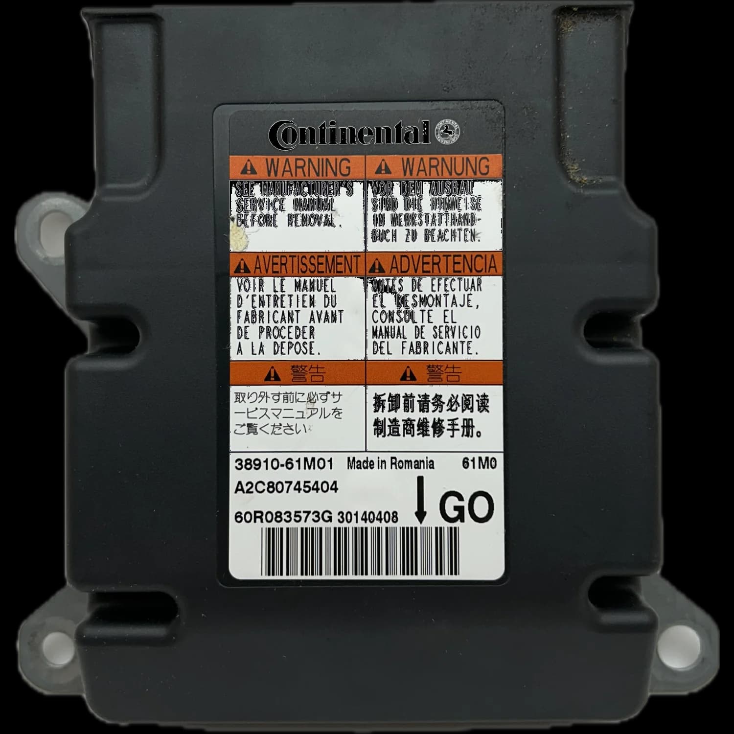 Airbag control unit 38910-61M01, Label