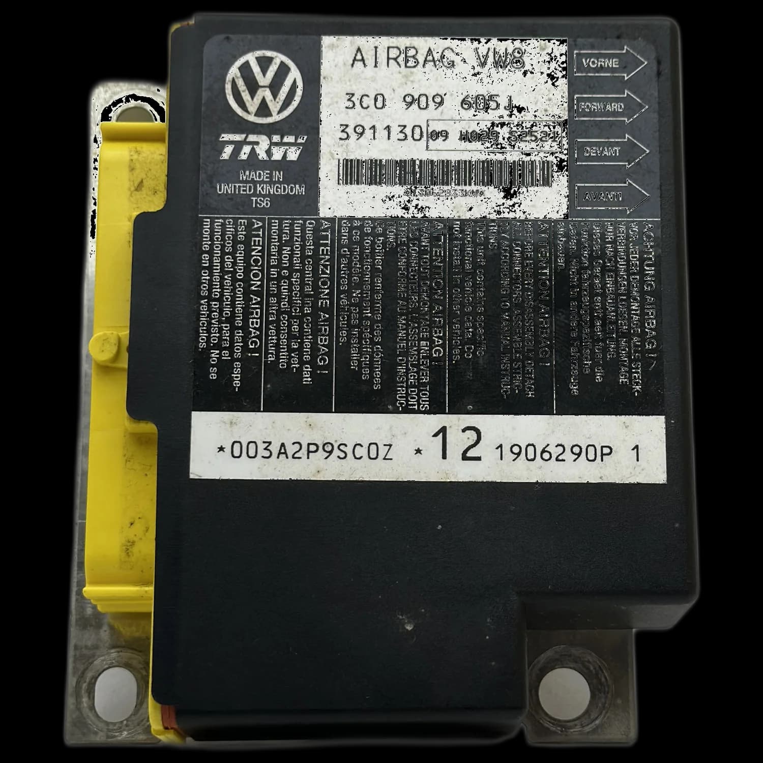 Airbag control unit 3C0 909 605J, Label