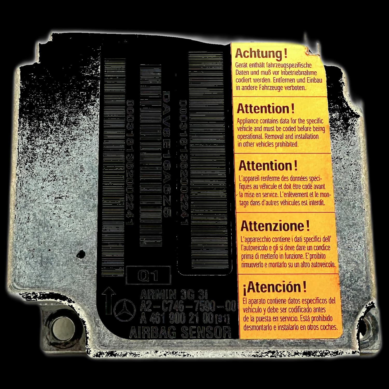 Airbag control unit A 461 900 21 00 (91), Label