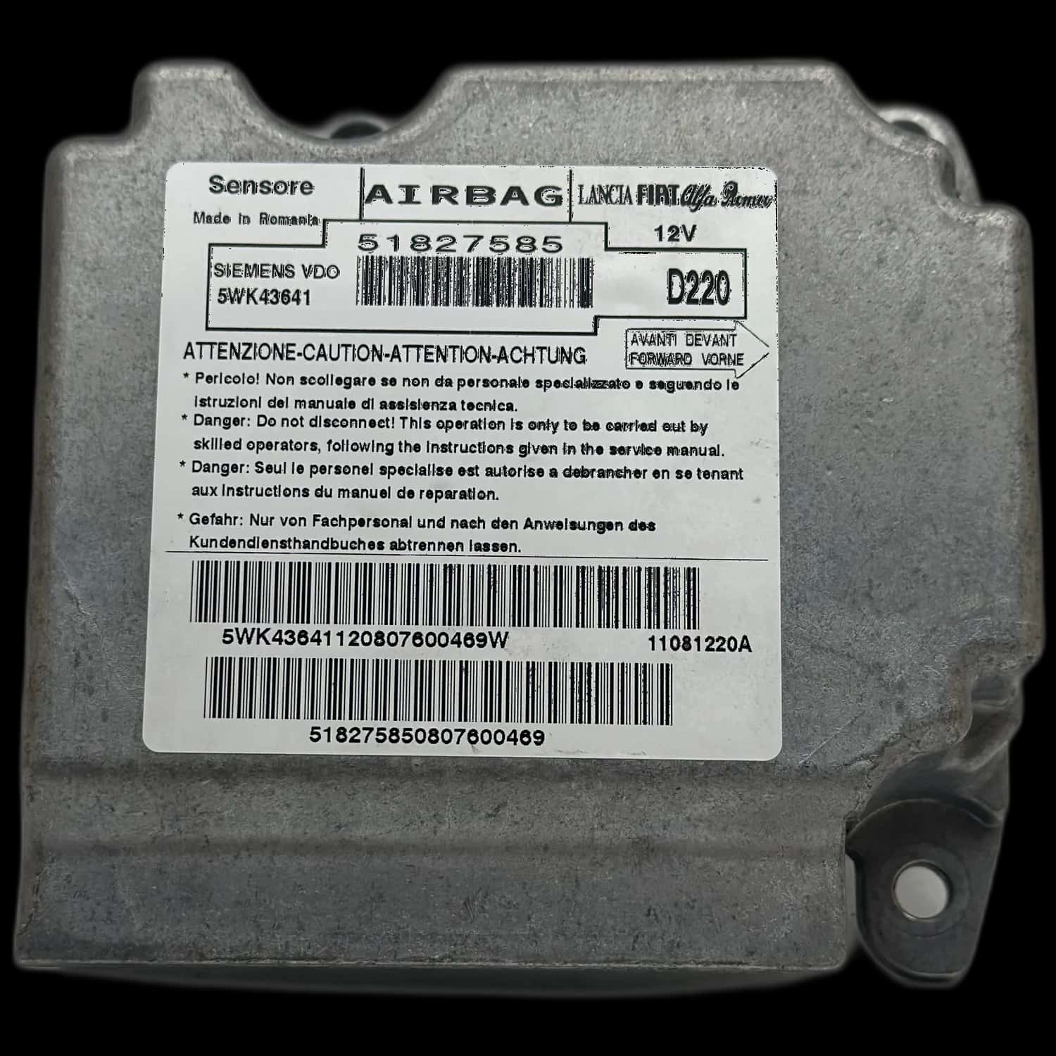 Fiat Bravo 198 airbag control unit repair