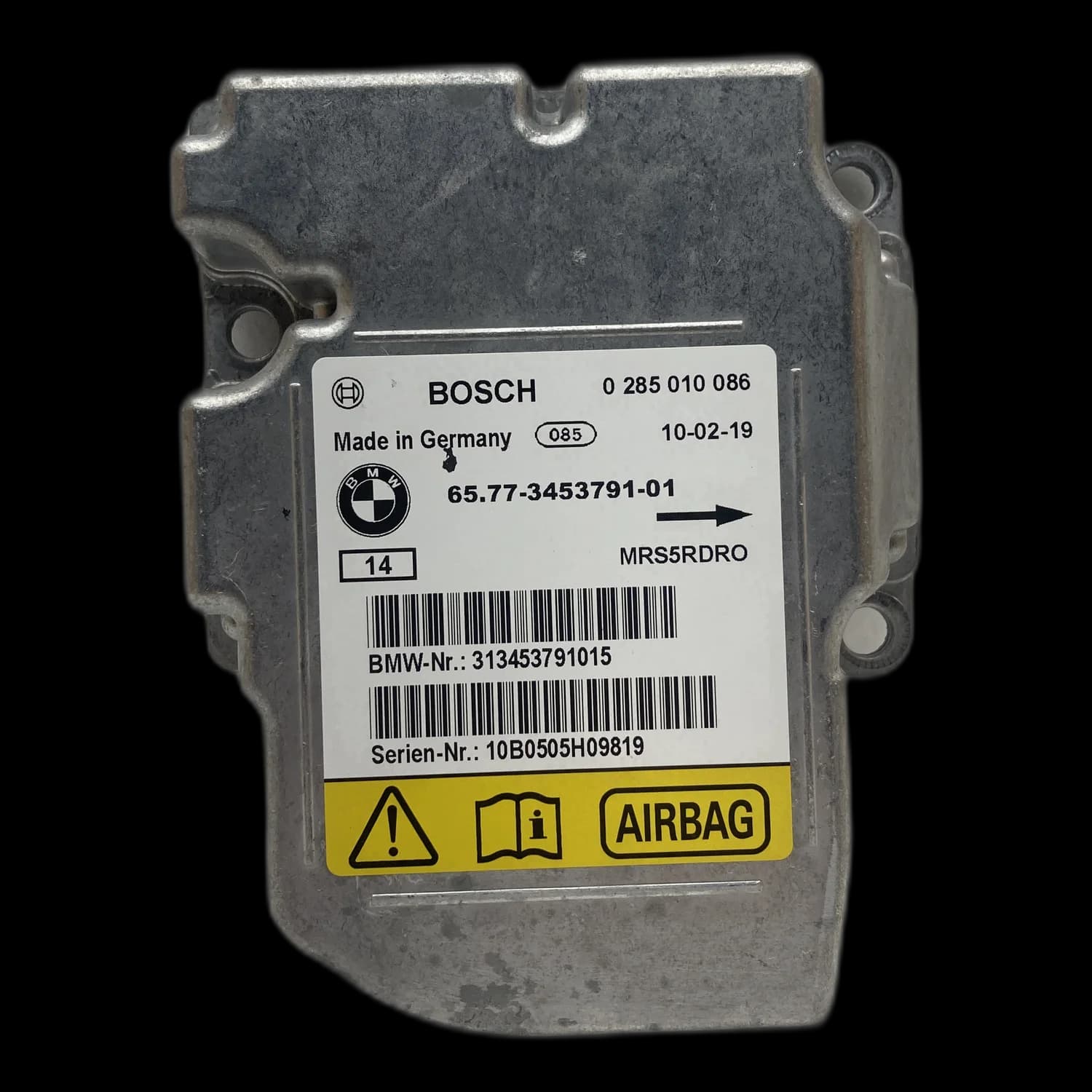 Airbag control unit 6577-3453791-01, Label