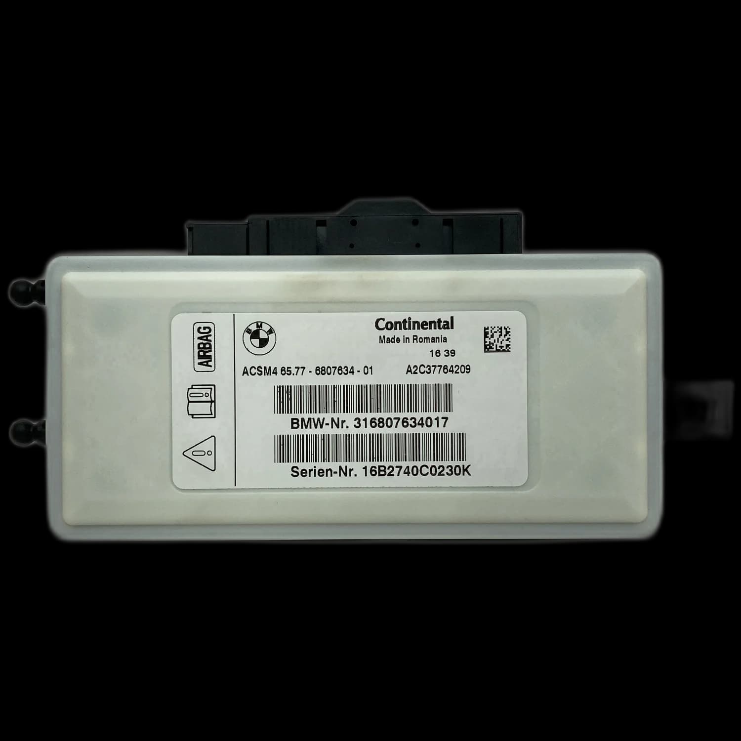 Airbag-Steuergerät 6577-6807634-01, Etikett