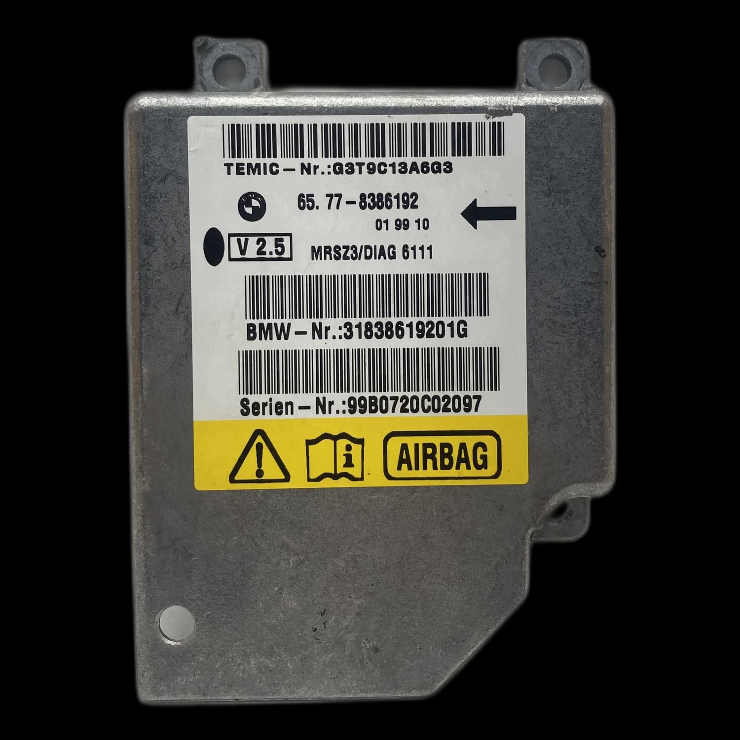 Airbag-Steuergerät 65.77-8386192, Etikett