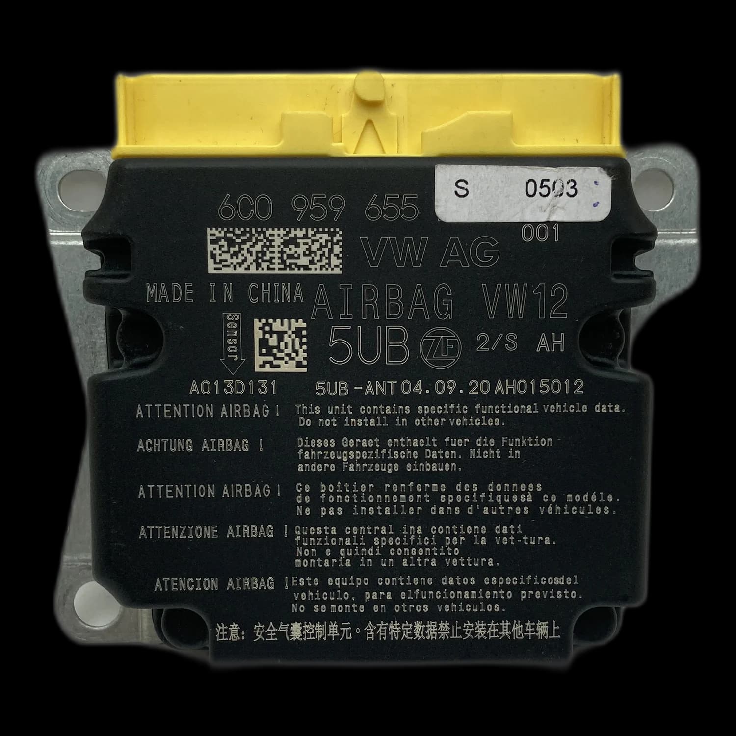 Airbag control unit 6C0959655, Label