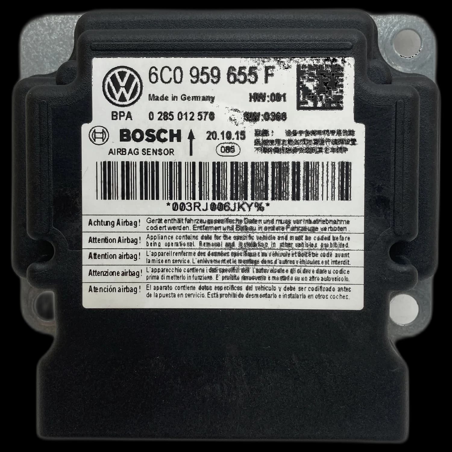 Airbag control unit 6C0 959 655 F, Label