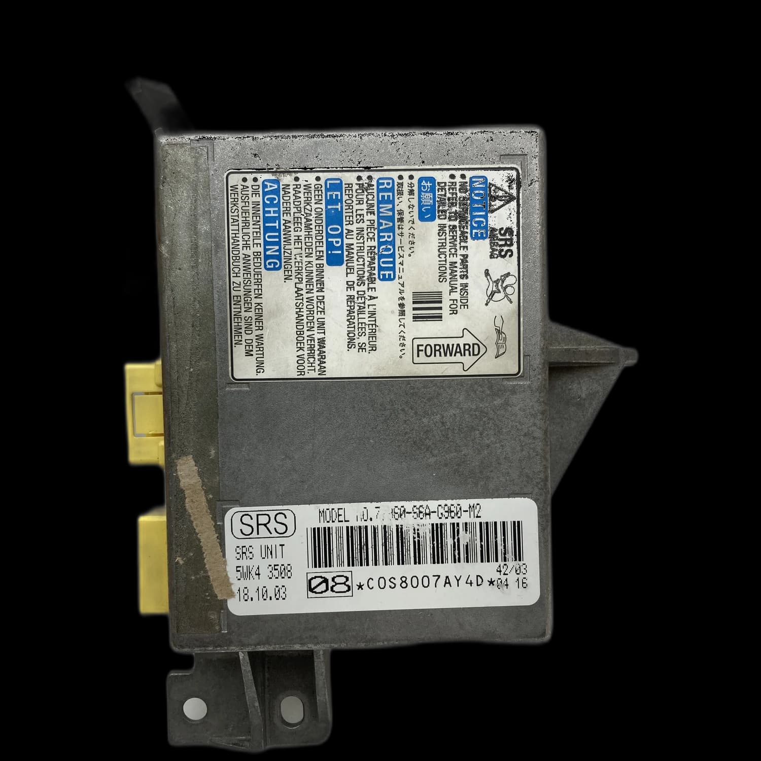Airbag control unit 77960-S6A-G960-M2, Label