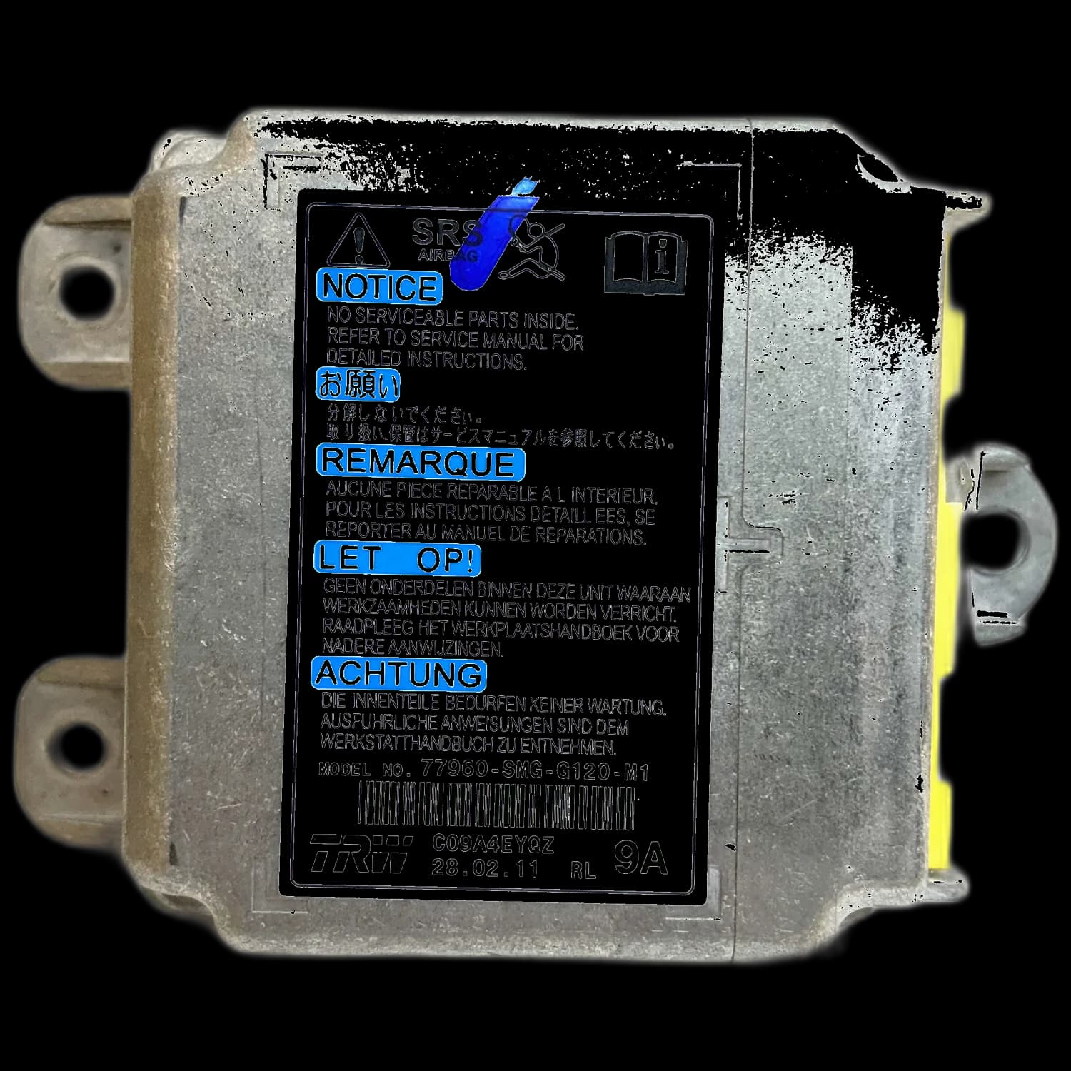 Airbag control unit 77960-SMG-G120-M1, Label