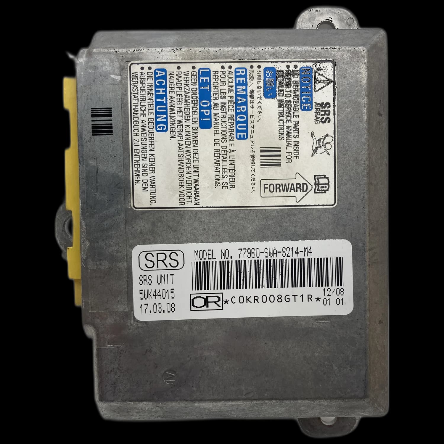 Airbag control unit 77960-SWA-S214-M4, Label