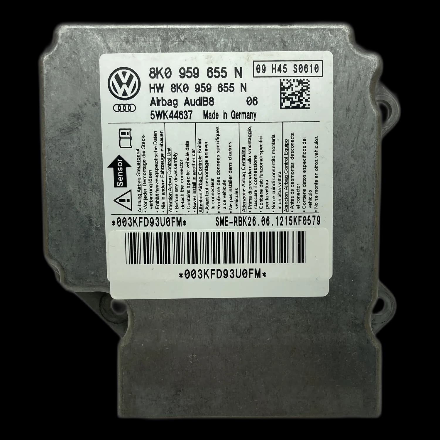 Airbag-Steuergerät 8K0 959 655 N, Etikett