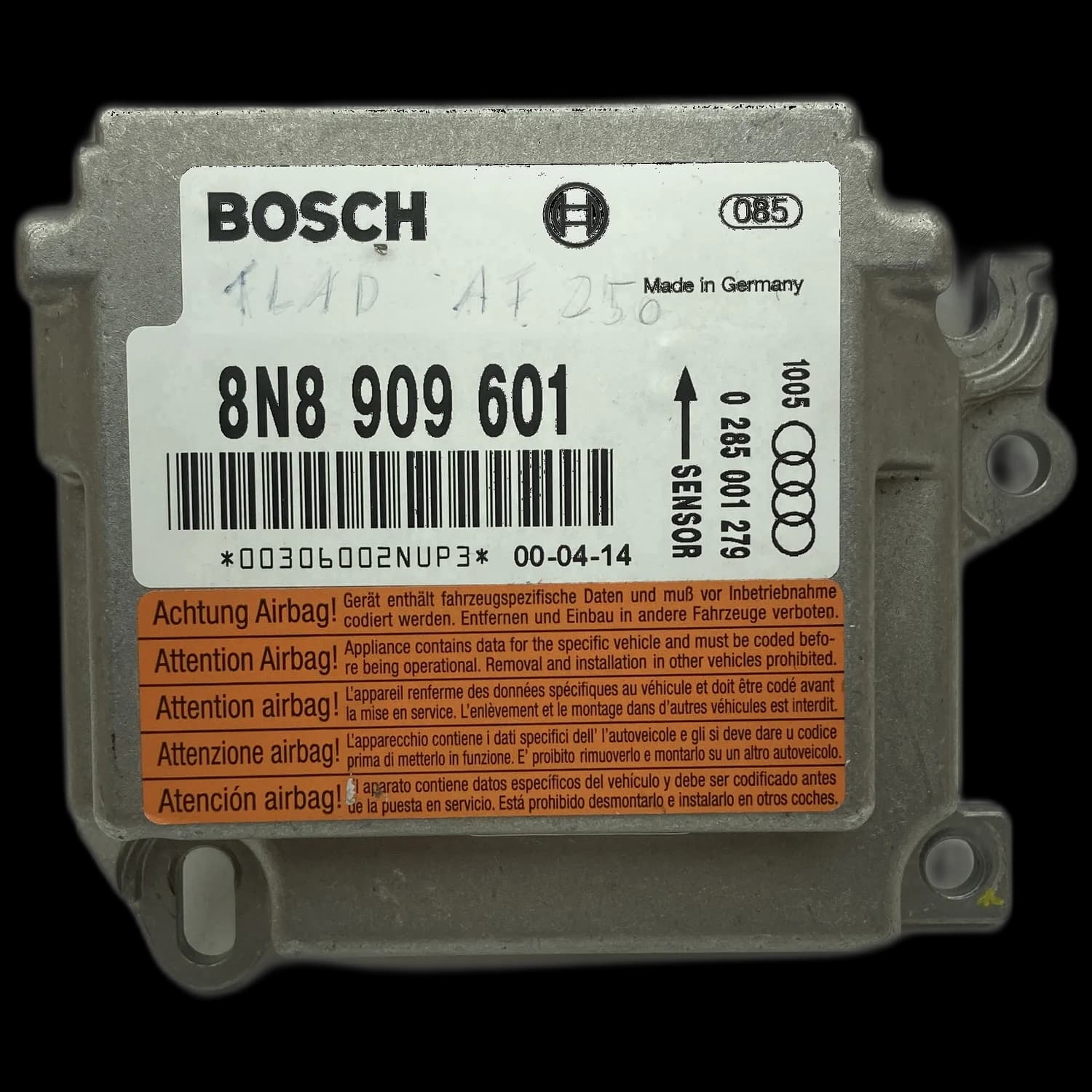 Airbag-Steuergerät 8N8 909 601, Etikett