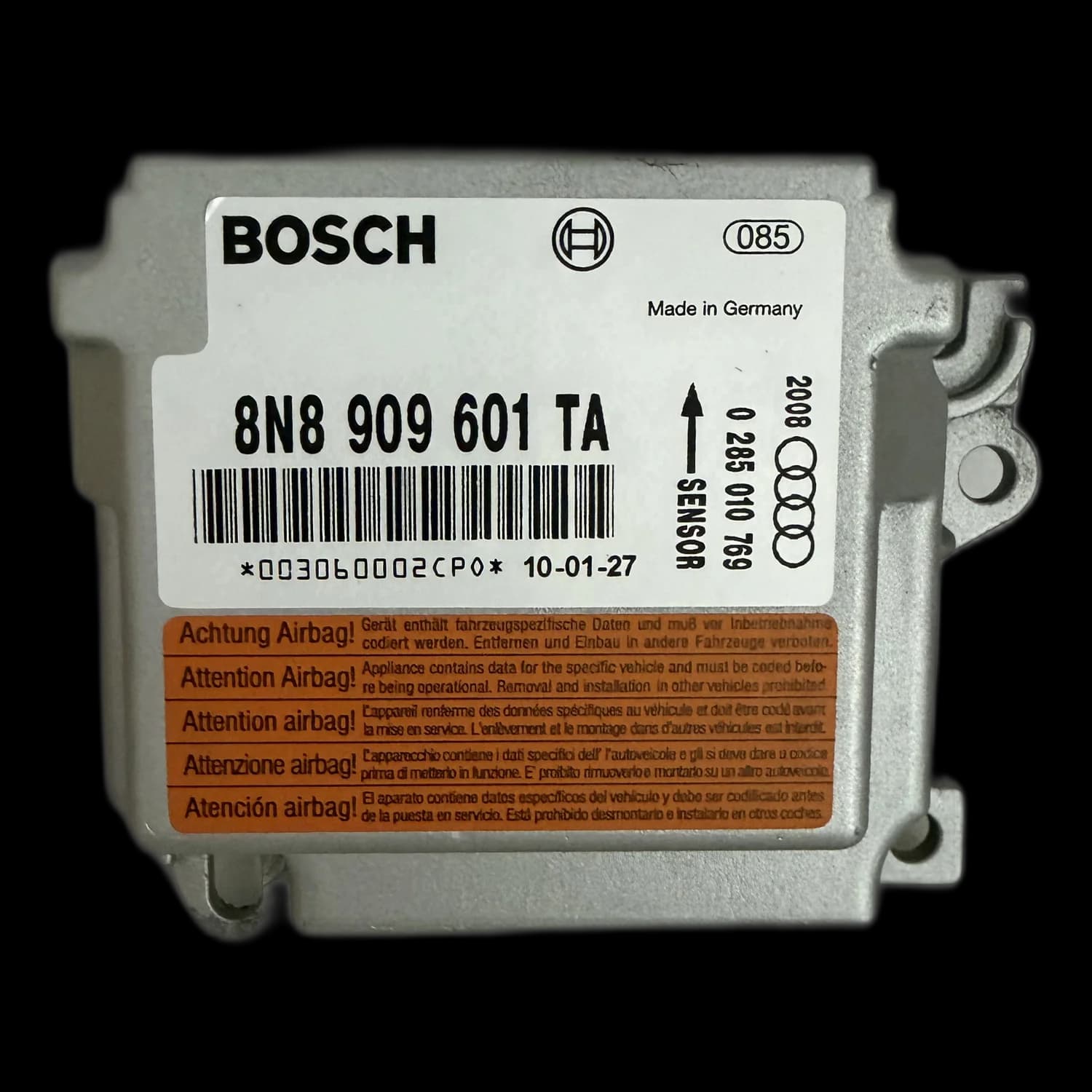 Airbag control unit 8N8 909 601 TA, Label