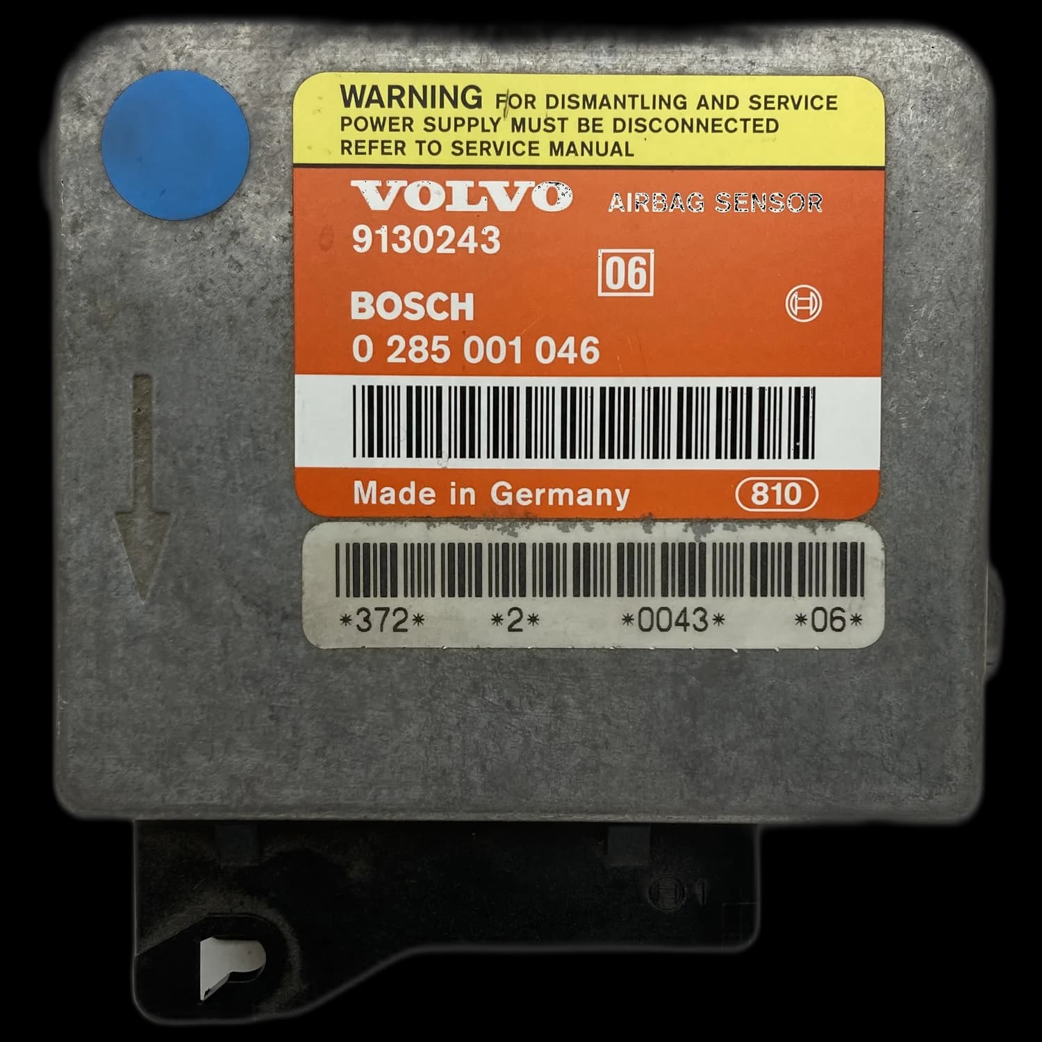 Airbag control unit 9130243, Label