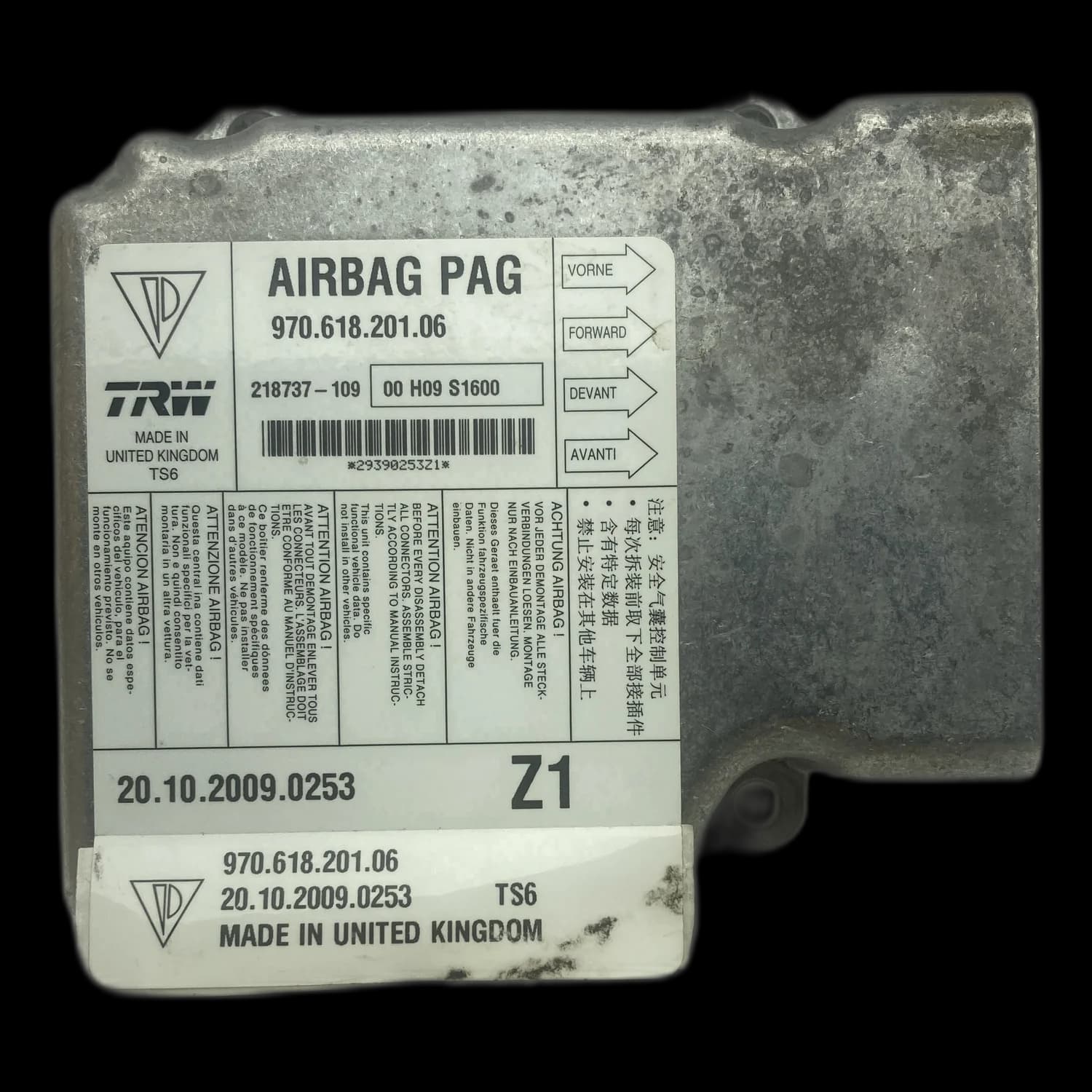 Airbag control unit 970.618.201.06, Label