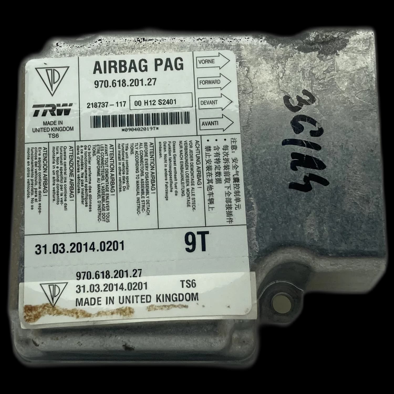Airbag-Steuergerät 970.618.201.27, Etikett
