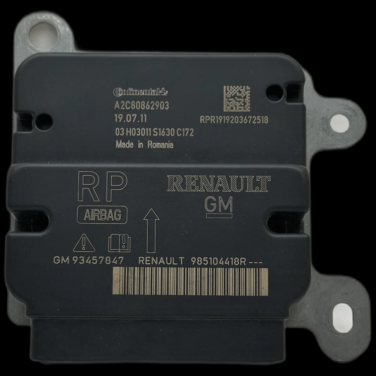 Airbag control unit 985104418R, Label