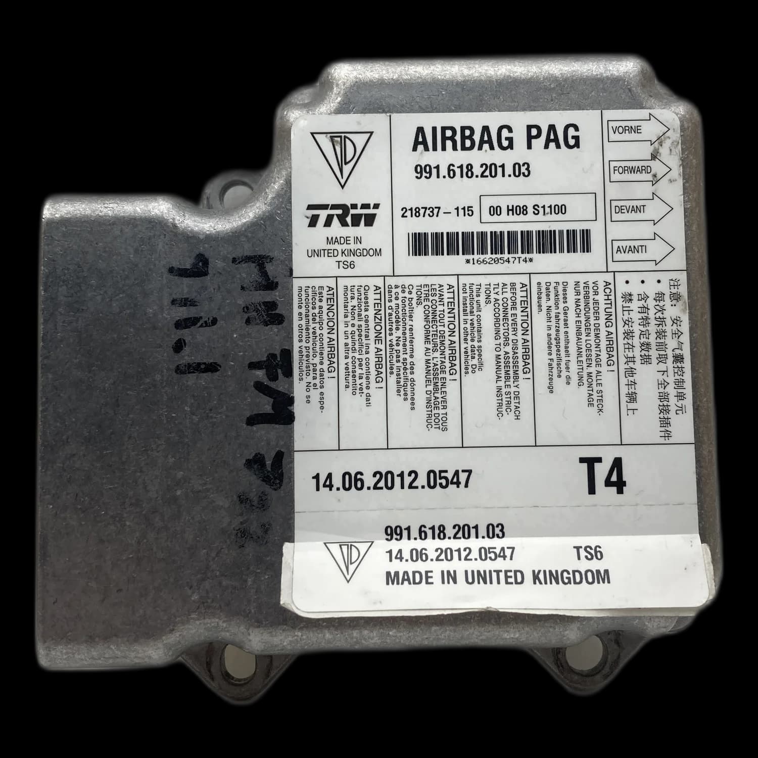 Airbag-Steuergerät 991.618.201.03, Etikett