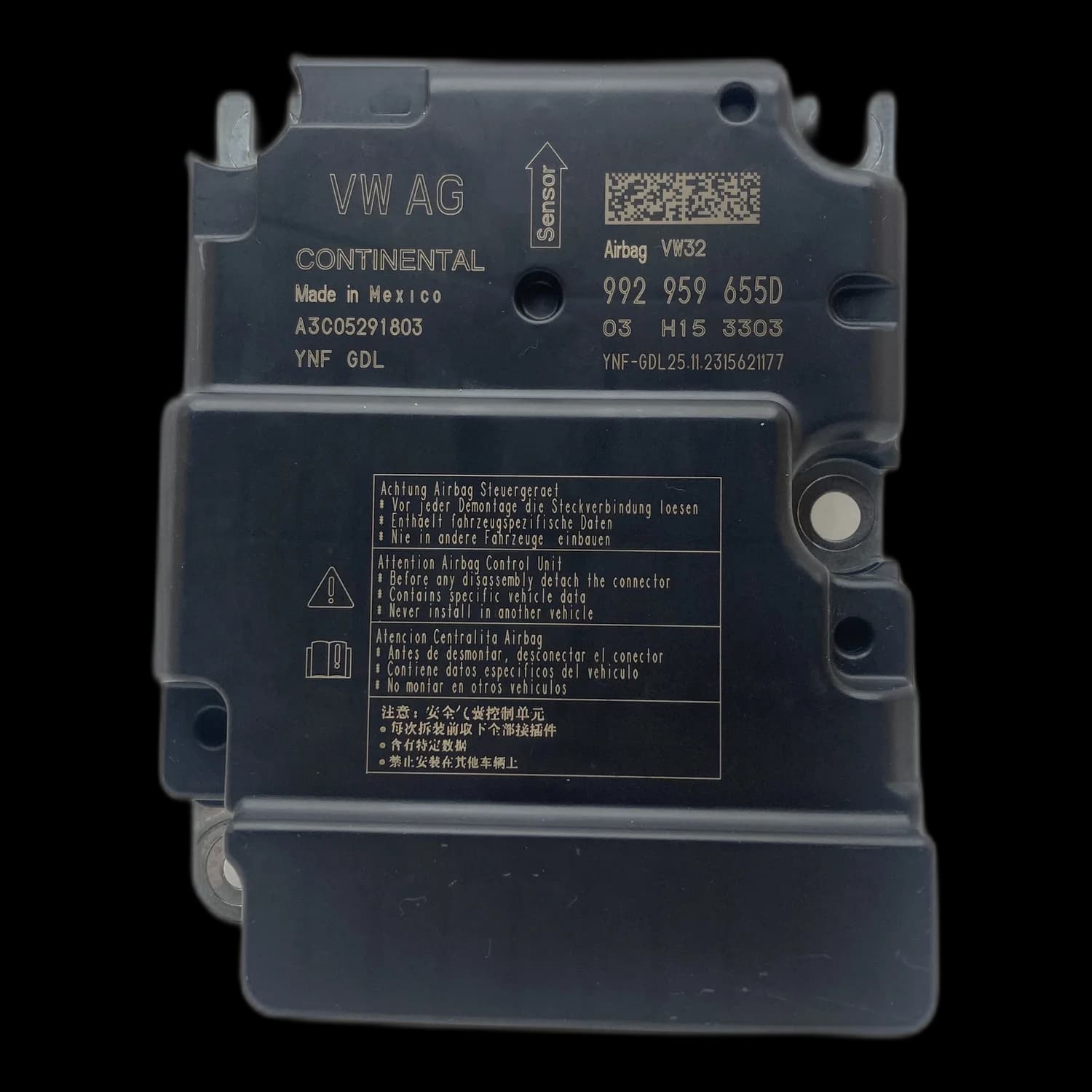 Airbag-Steuergerät 992 959 655 D, Etikett