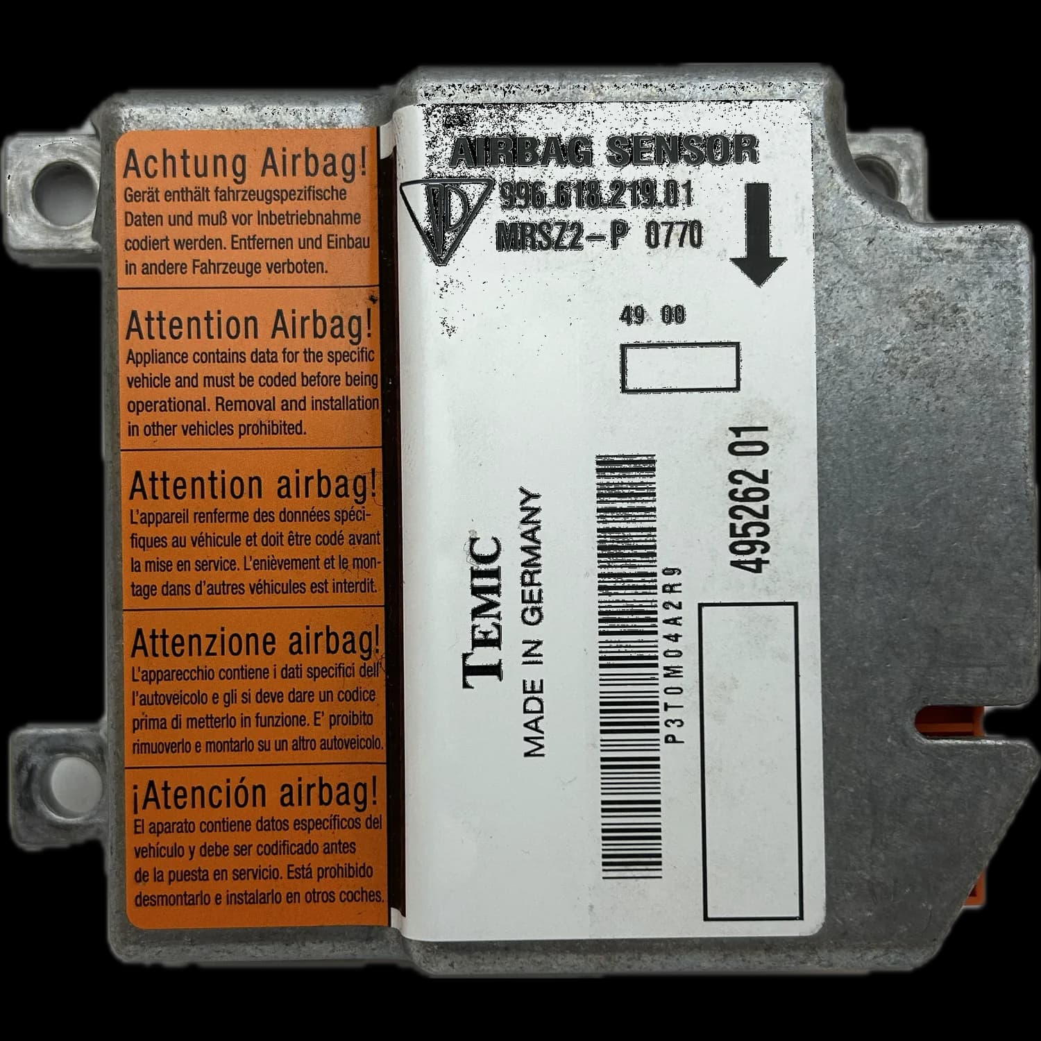 Airbag control unit 996 618 219 01, Label