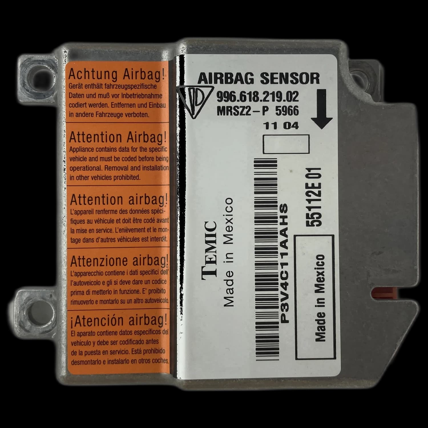 Airbag control unit 996.618.219.02, Label