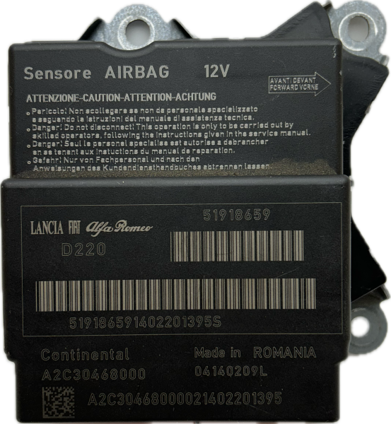 Fiat 500 - Airbag Steuergerät 51918659 A2C30468000 - Reparatur/Prüfung