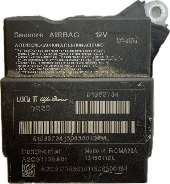 Airbag Steuergerät Reparatur Fiat 500 51963734